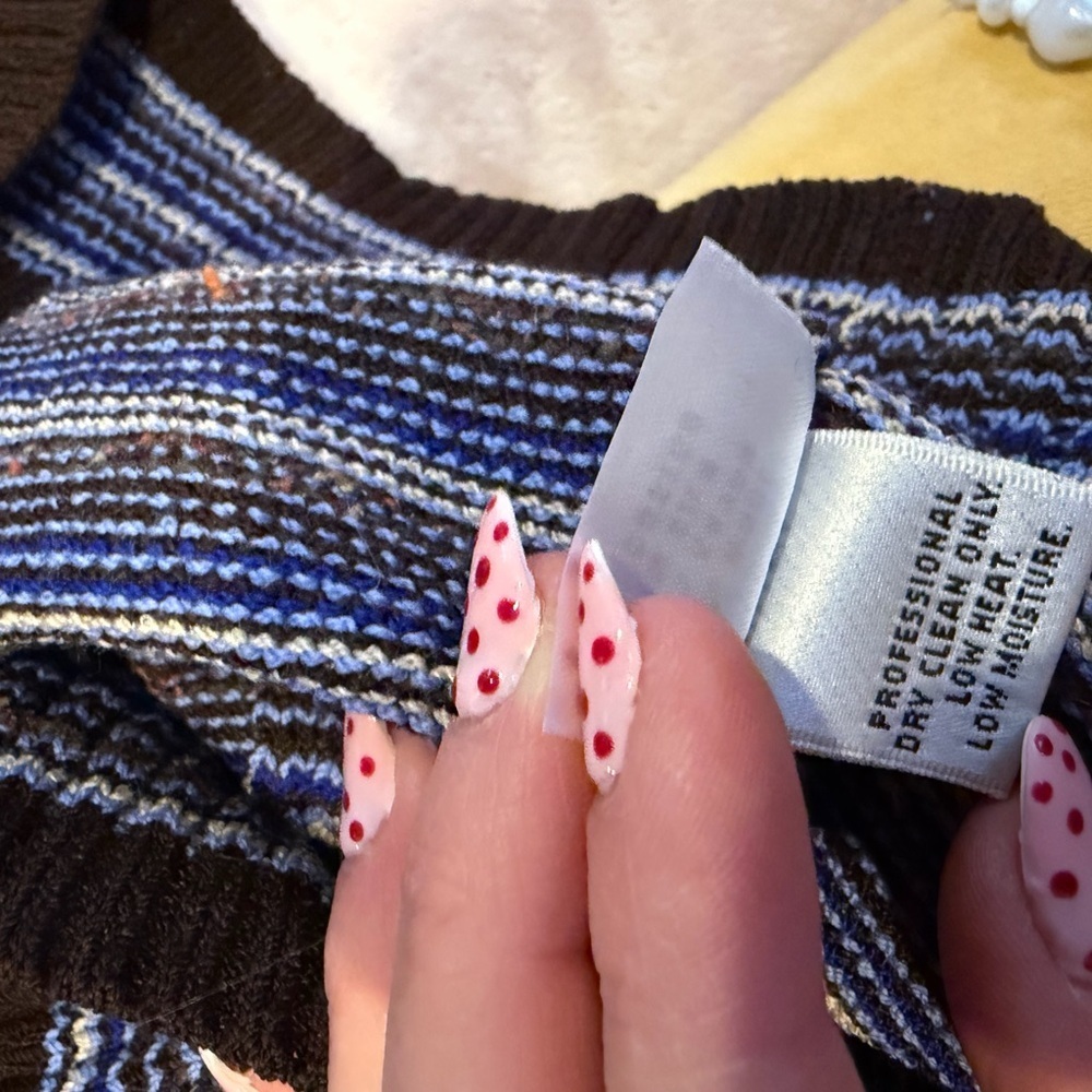 St John Sport Striped Cowl Neck Sweater - Blue and Brown - Picture 8 of 9